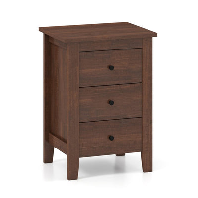 Modern Bedside Cabinet with 3 Drawers for Living Room and Bedroom-Walnut