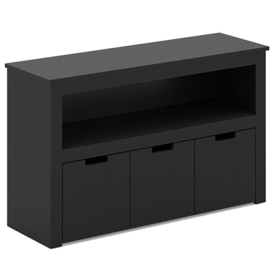 Kid Toy Storage Cabinet 3 Drawer Chest with Wheels Large Storage Cube Shelf-Black