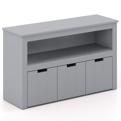 Kid Toy Storage Cabinet 3 Drawer Chest with Wheels Large Storage Cube Shelf-Gray