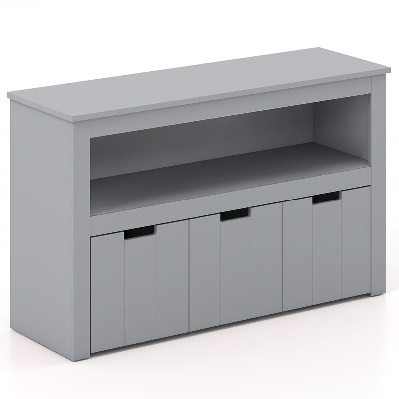 Kid Toy Storage Cabinet 3 Drawer Chest with Wheels Large Storage Cube Shelf-Gray