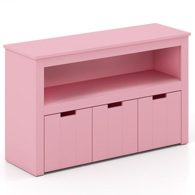 Kid Toy Storage Cabinet 3 Drawer Chest with Wheels Large Storage Cube Shelf-Pink