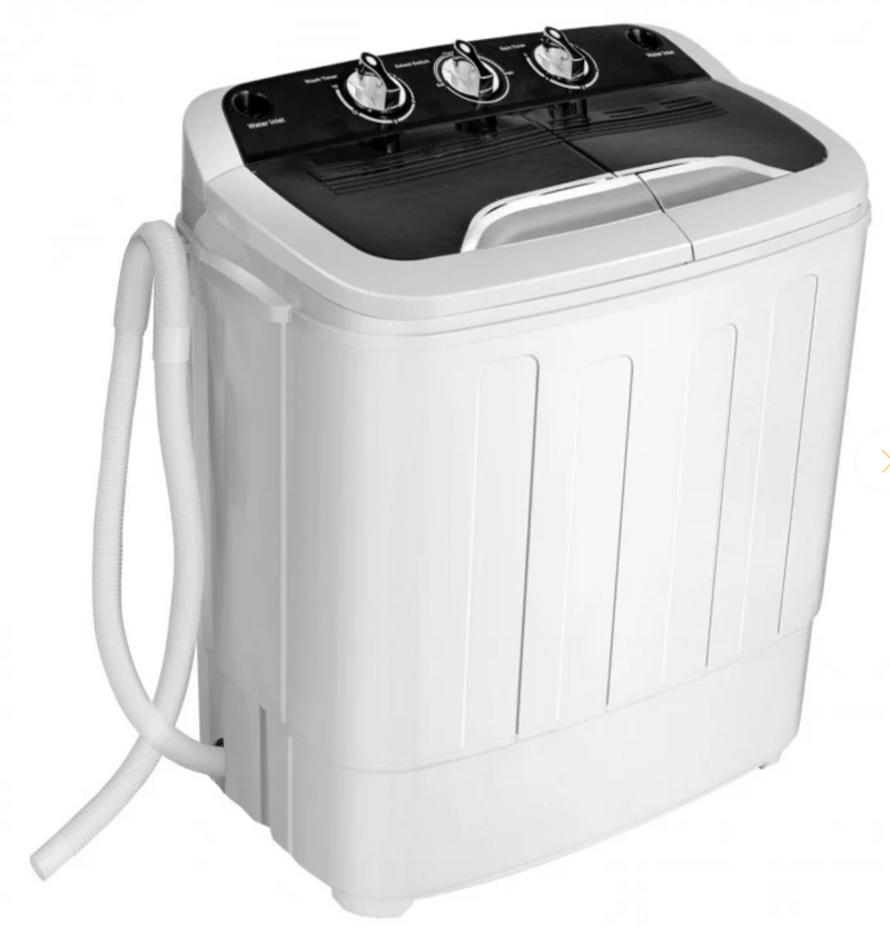 *8 lbs Portable Mini Twin Tub Spinner Semi-Automatic Washing Machine - Black
