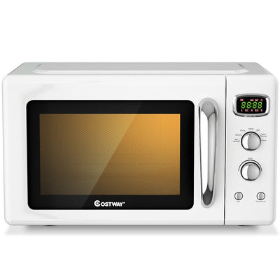 0.9 Cu.ft Retro Countertop Compact Microwave Oven-White - Relaxacare