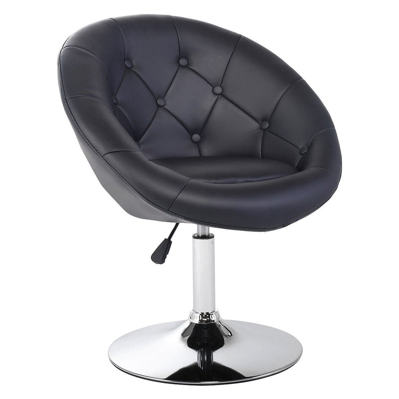 1 PC Modern Adjustable Swivel Round PU Leather Chair-Black - Relaxacare