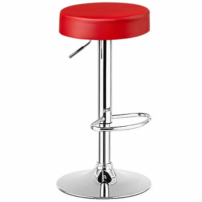 1 PC Round Bar Stool Adjustable Swivel Pub Chair-Red - Relaxacare