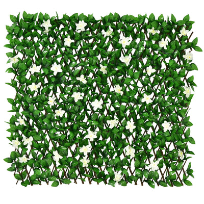 1 Piece Expandable Faux Ivy Privacy Screen Fence Panel Pack with Flower-White - Relaxacare