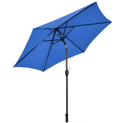 10' 6 Ribs Patio Umbrella with Crank without Weight Base-Blue - Relaxacare