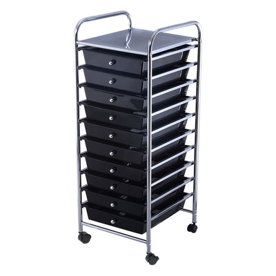 10 Drawer Rolling Storage Cart Organizer-Black - Relaxacare