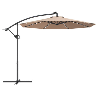 10 Feet 360° Rotation Solar Powered LED Patio Offset Umbrella without Weight Base - Relaxacare
