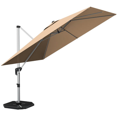 10 Feet 360° Tilt Aluminum Square Patio Umbrella without Weight Base - Relaxacare