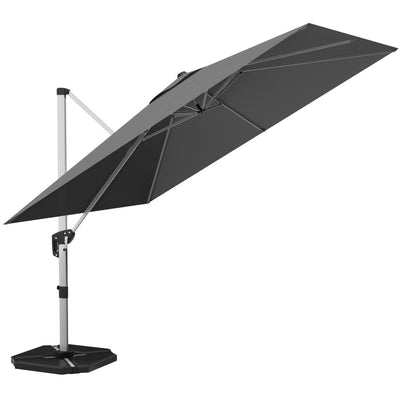10 Feet 360° Tilt Aluminum Square Patio Umbrella without Weight Base-Gray - Relaxacare