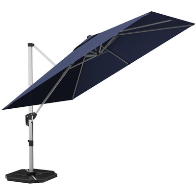 10 Feet 360° Tilt Aluminum Square Patio Umbrella without Weight Base-Navy - Relaxacare