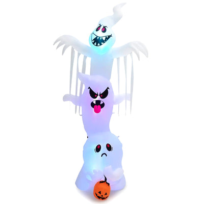 10 Feet Giant Inflatable Halloween Overlap Ghost Decoration with Colorful RGB Lights - Relaxacare