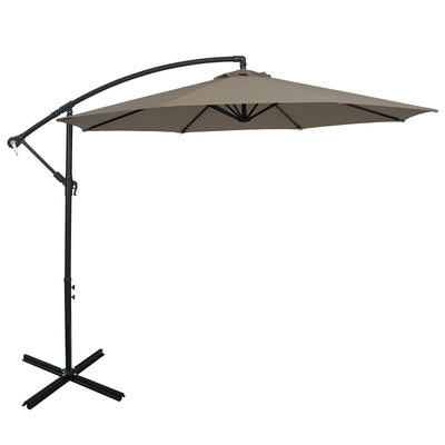 10 Feet Offset Umbrella with 8 Ribs Cantilever and Cross Base Tilt Adjustment - Relaxacare
