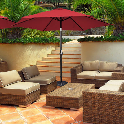 10 Feet Outdoor Patio Umbrella with Tilt Adjustment and Crank-Burgundy - Relaxacare