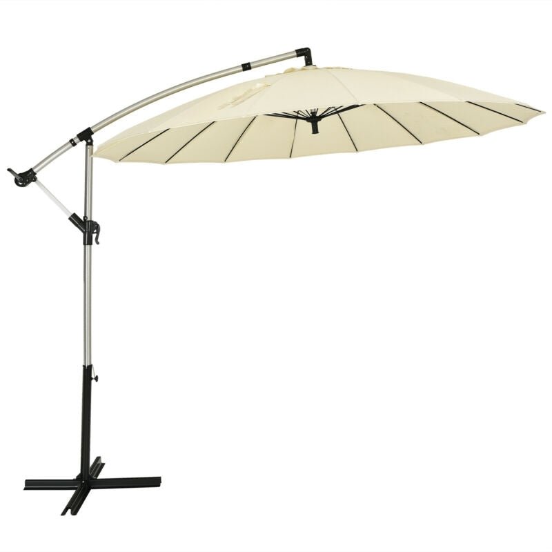 10 Feet Patio Offset Umbrella Market Hanging Umbrella for Backyard Poolside Lawn Garden-Beige - Relaxacare