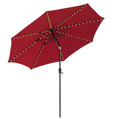 10 Feet Patio Umbrella with 112 Solar Lights and Crank Handle-Wine - Relaxacare