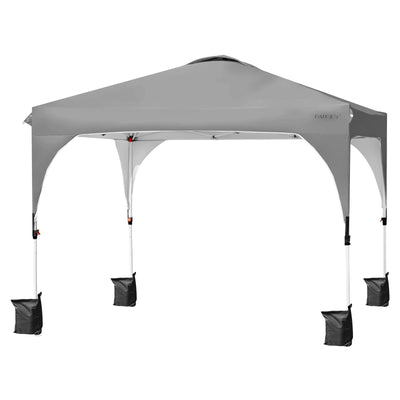 10 Feet x 10 Feet Outdoor Pop-up Camping Canopy Tent with Roller Bag-Gray - Relaxacare