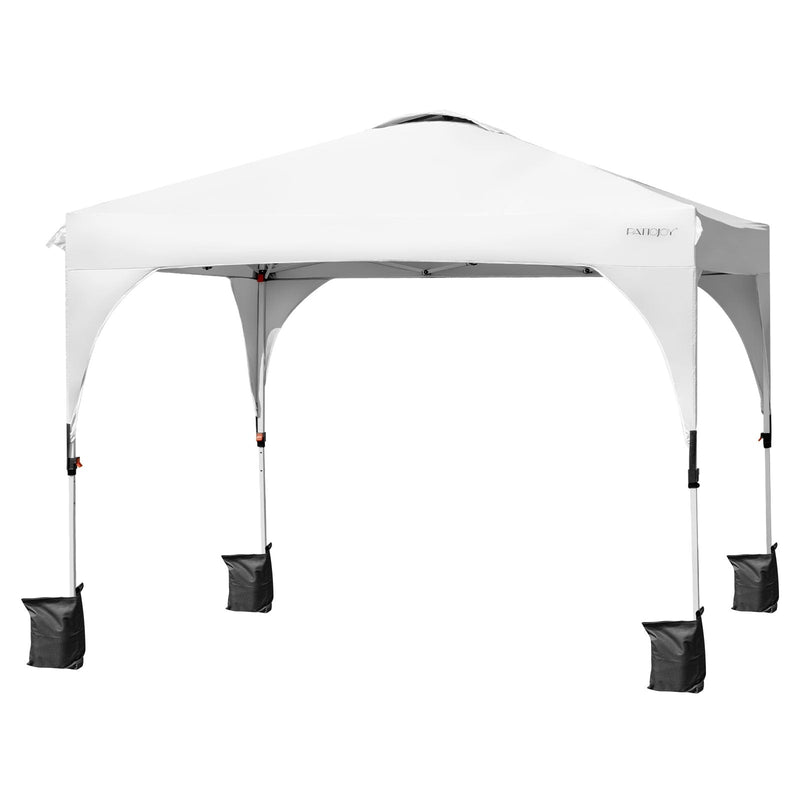 10 Feet x 10 Feet Outdoor Pop-up Camping Canopy Tent with Roller Bag-White - Relaxacare