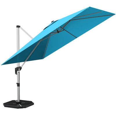 10 ft 360 Degree Tilt Aluminum Square Patio Offset Cantilever Umbrella without Weight Base-Blue - Relaxacare