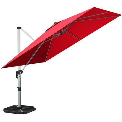 10 ft 360 Degree Tilt Aluminum Square Patio Offset Cantilever Umbrella without Weight Base-Burgundy - Relaxacare