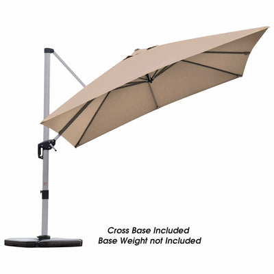 10 ft 360 Degree Tilt Aluminum Square Patio Offset Cantilever Umbrella without Weight Base-Tan - Relaxacare