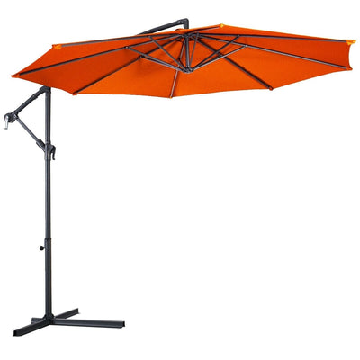 10' Patio Outdoor Sunshade Hanging Umbrella without Weight Base-Orange - Relaxacare