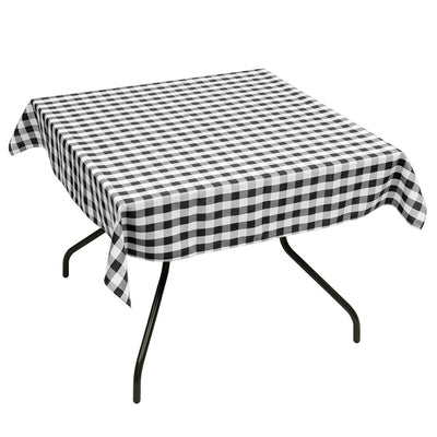 10 Pcs 52" x 52" Square Polyester Plaid Dinner Tablecloth-Black - Relaxacare