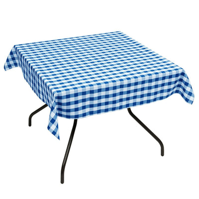 10 Pcs 52" x 52" Square Polyester Plaid Dinner Tablecloth-Blue - Relaxacare