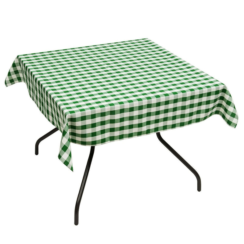 10 Pcs 52" x 52" Square Polyester Plaid Dinner Tablecloth-Green - Relaxacare