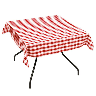 10 Pcs 52" x 52" Square Polyester Plaid Dinner Tablecloth-Red - Relaxacare