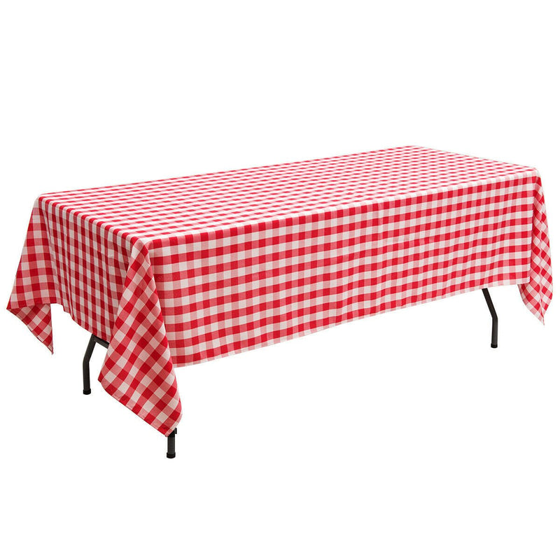 10 Pcs 60" x 102" Rectangular Polyester Checker Kitchen Tablecloth-Red - Relaxacare