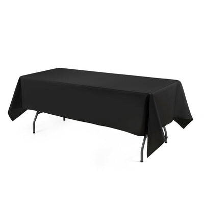 10 pcs 90" x 156" Rectangle Polyester Tablecloth-Black - Relaxacare