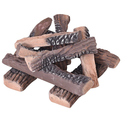 10 pcs Ceramic Propane Fireplace Imitation Wood - Relaxacare