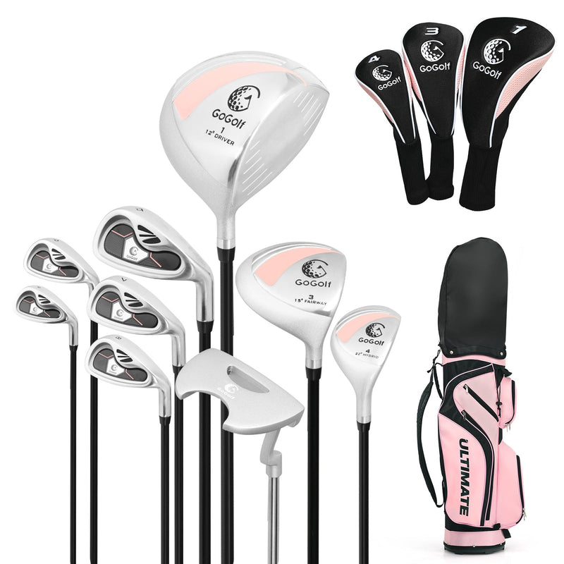 10 Pieces Womens Complete Golf Club Set with Alloy Driver - Relaxacare