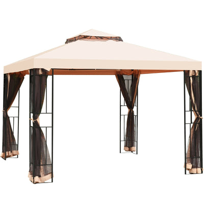 10 x 10 Feet 2-Tier Vented Metal Canopy with Mosquito Netting - Relaxacare