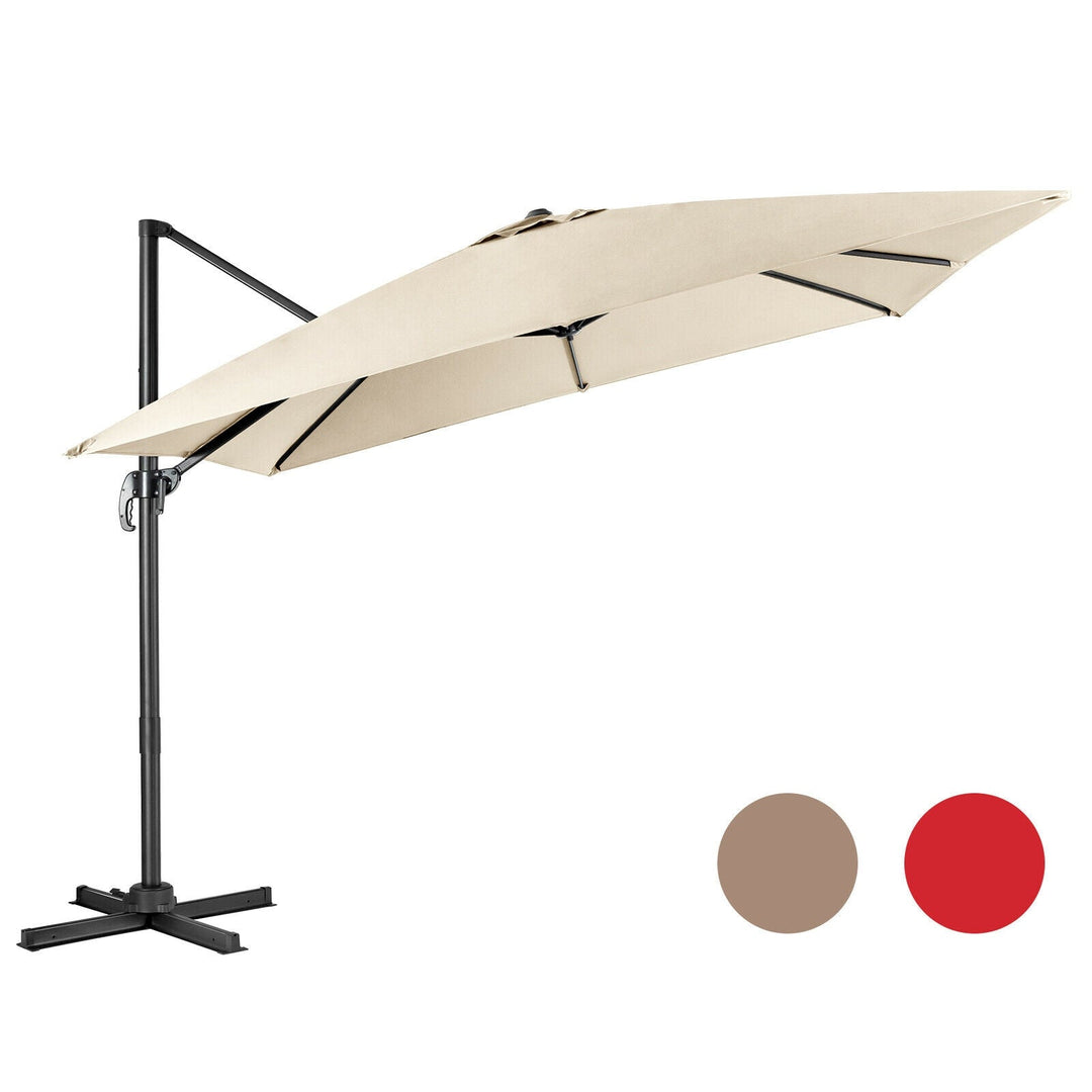 8 x 10 rectangular patio umbrella 10 Feet 8-Rib Cantilever Offset Square with 3 Tilt dogs Cantilever Umbrella With Custom reduces heat buildup Colour:BLACK - GL200