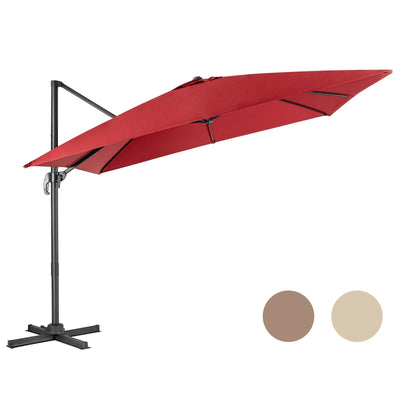 10 x 10 Feet Cantilever Offset Square Patio Umbrella with 3 Tilt Settings-Wine - Relaxacare