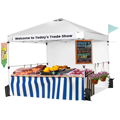 10 x 10 Feet Foldable Commercial Pop-up Canopy with Roller Bag and Banner Strip - Relaxacare