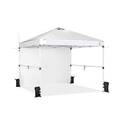 10 x 10 Feet Foldable Commercial Pop-up Canopy with Roller Bag and Banner Strip-White - Relaxacare