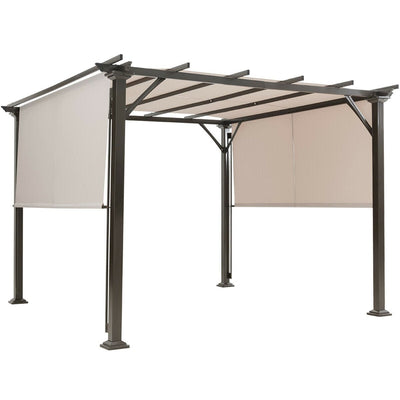 10 x 10 Feet Metal Frame Patio Furniture Shelter-Beige - Relaxacare