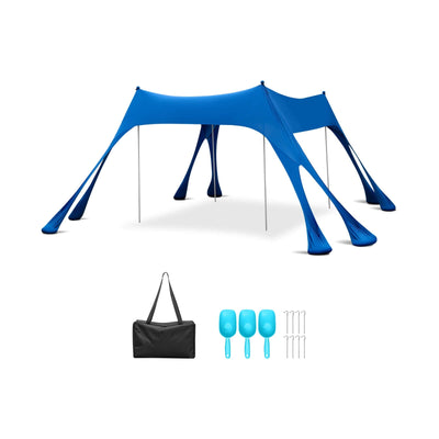10 x 10 Feet Outdoor Sunshade Beach Canopy Tent for Camping-Blue - Relaxacare