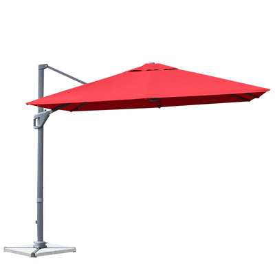 10 x 10 Feet Patio Offset Cantilever Umbrella with Aluminum 360-degree Rotation Tilt - Relaxacare