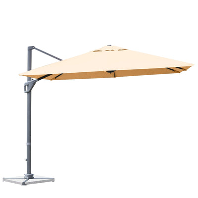 10 x 10 Feet Patio Offset Cantilever Umbrella with Aluminum 360-degree Rotation Tilt-Beige - Relaxacare