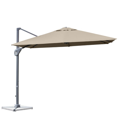 10 x 10 Feet Patio Offset Cantilever Umbrella with Aluminum 360-degree Rotation Tilt-Coffee - Relaxacare