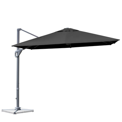 10 x 10 Feet Patio Offset Cantilever Umbrella with Aluminum 360-degree Rotation Tilt-Gray - Relaxacare