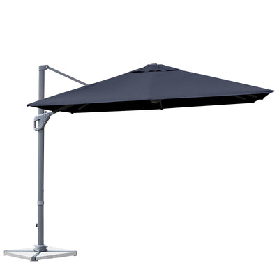 10 x 10 Feet Patio Offset Cantilever Umbrella with Aluminum 360-degree Rotation Tilt-Navy - Relaxacare