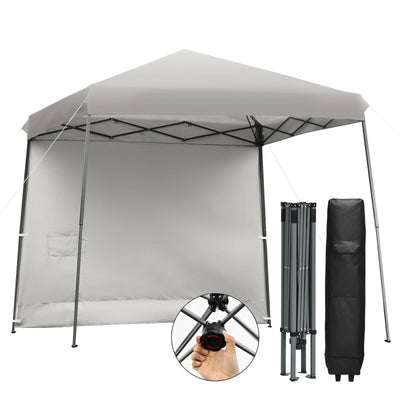 10 x 10 Feet Pop Up Tent Slant Leg Canopy with Detachable Side Wall-Gray - Relaxacare