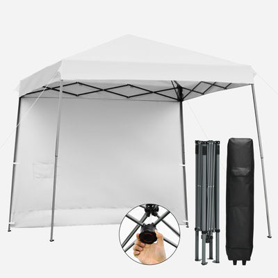 10 x 10 Feet Pop Up Tent Slant Leg Canopy with Detachable Side Wall-White - Relaxacare