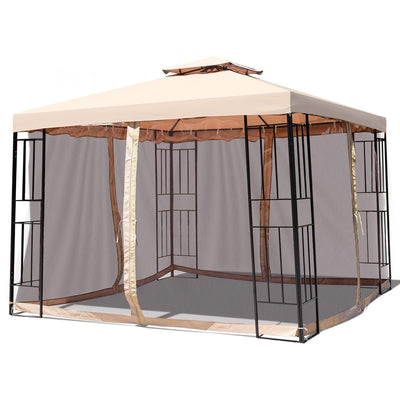 10 x 10 ft 2 Tier Vented Metal Gazebo Canopy with Mosquito Netting - Relaxacare